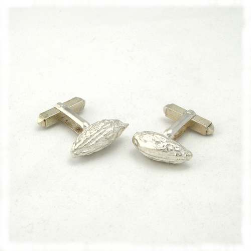 Silver olive stone cufflinks
